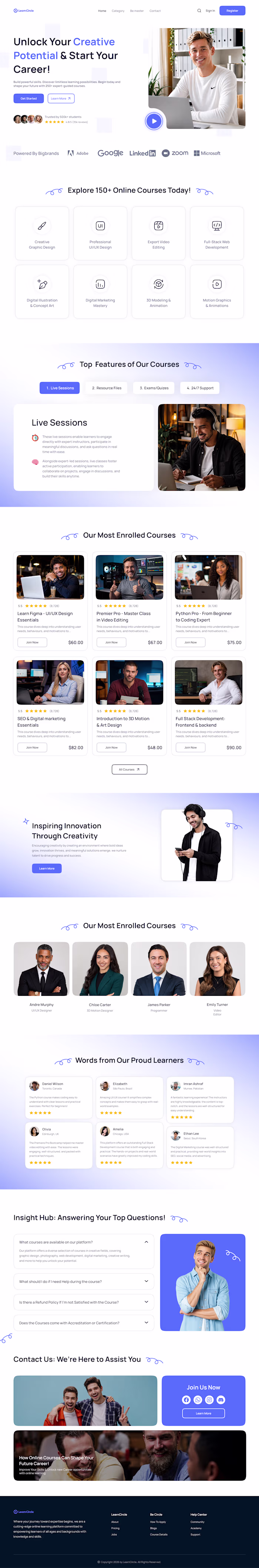 LearnCircle – Modern E-Learning Platform Landing Page