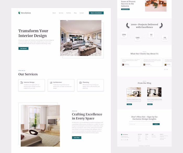 Revolution - Interior Design Landing Page