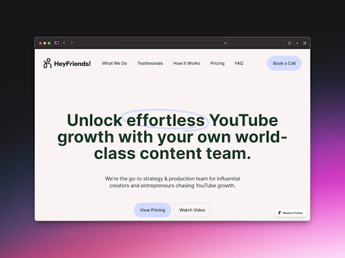 Web Developer | HeyFriends! Landing Page Rebuild(YouTube agency)