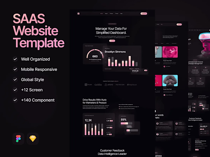Hurix: Dark SaaS Website Template for Figma