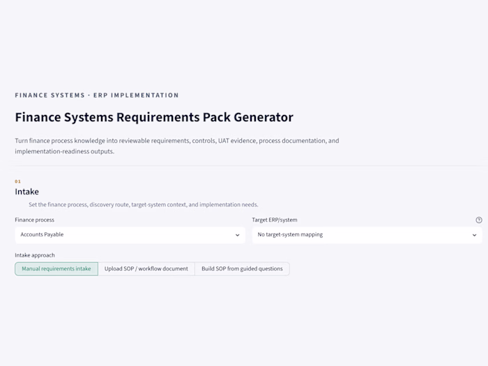 A finance systems documentation tool