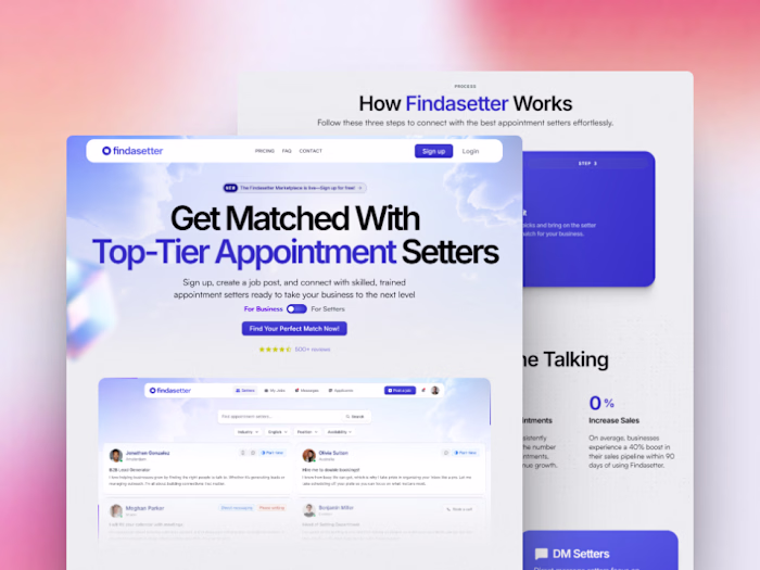 Redesigned the website for a SaaS Company Findasetter (https...