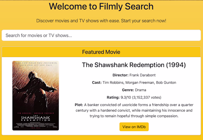 Filmly: Movie Discovery App with Live API Data