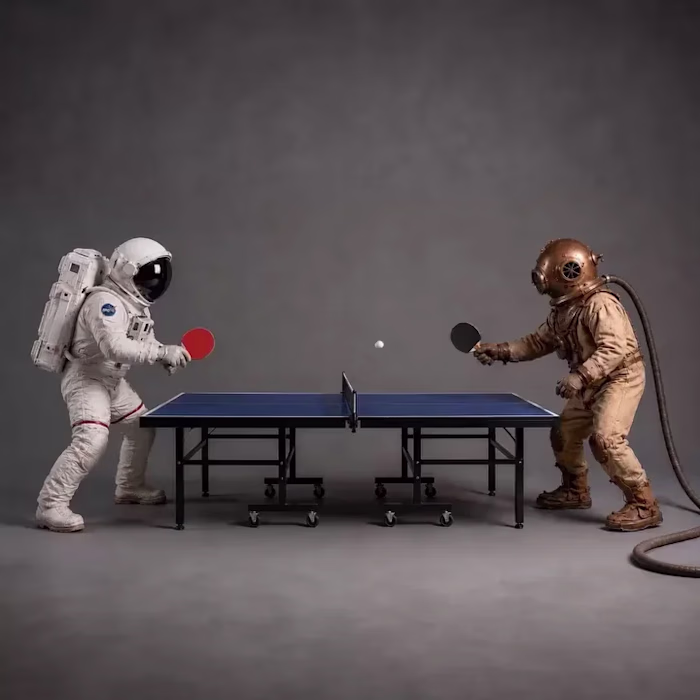 Looping video - Astronaut ping pong