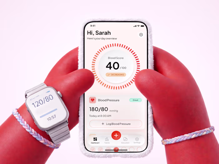 BloodHealth AI. Blood pressure tracking mobile app. 