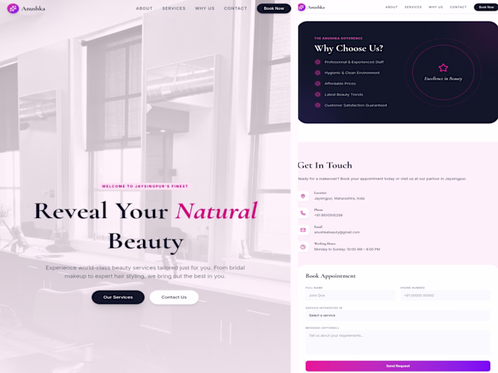 Modern Salon Website Design & Development