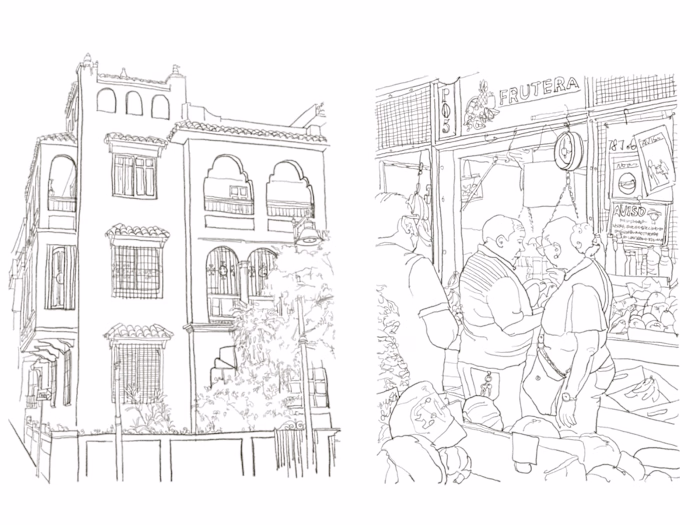 Pen drawing is at the