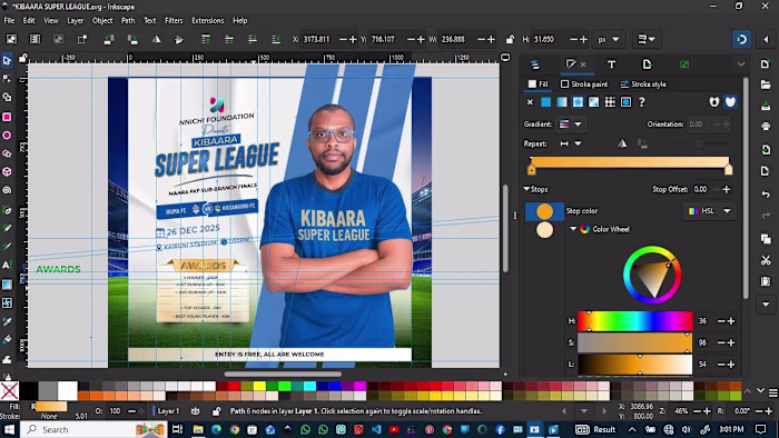 To design a bold and engaging sports event poster that captu...