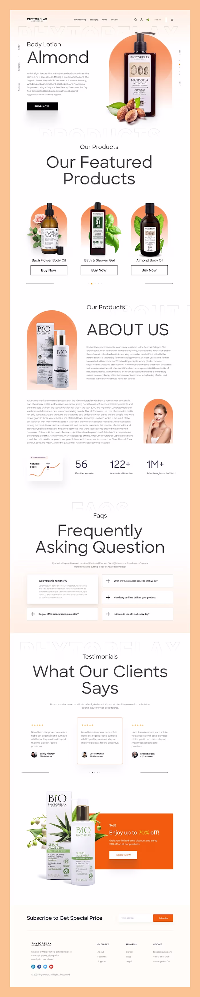 Skin care landing page