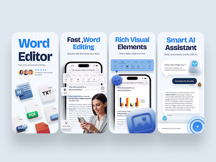 Premium App Store Screenshot Design | Word Editor