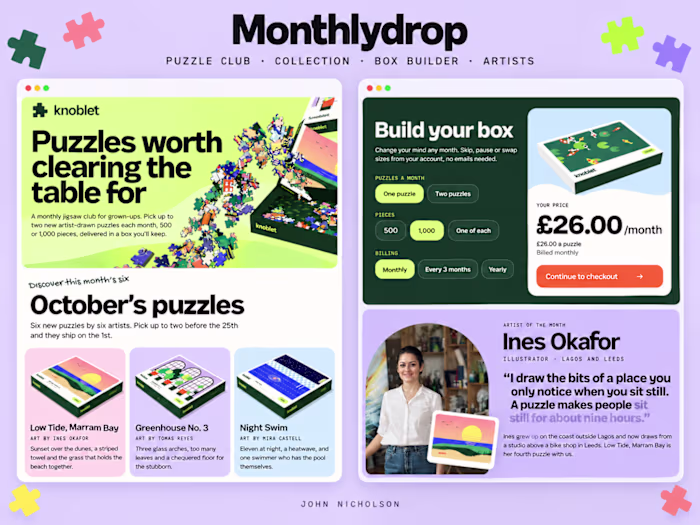 Monthlydrop, a framer template using