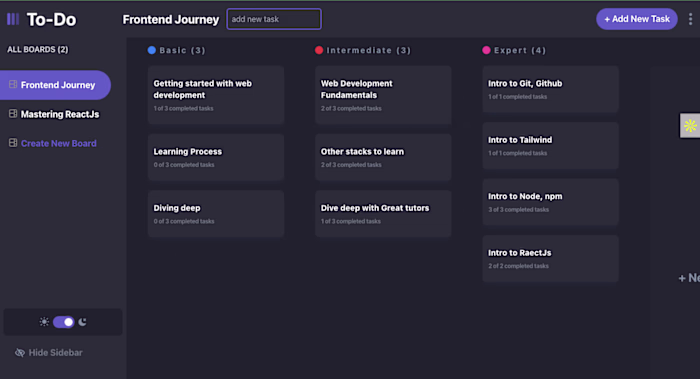 Kanban Board for task management applications.