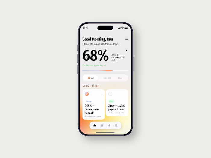 Home-screen for a productivity app✨
