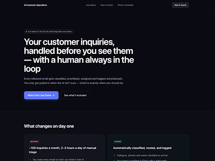 AI Customer Operations — inquiries handled before you see them