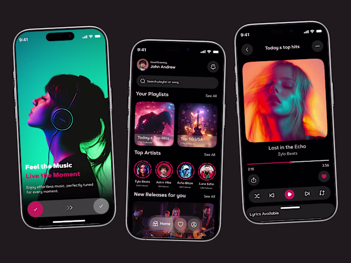 Vibrant Mobile Music Streaming Experience