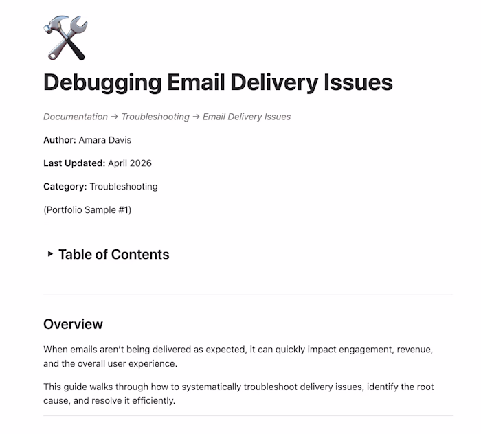 Example Documentation for Email Delivery