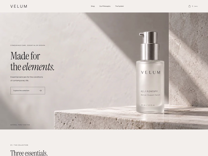 VELUM — Premium Skincare E-commerce Website
