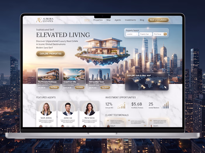 Aurora Estates - Luxury Real Estate Landing Page UI & UX Design