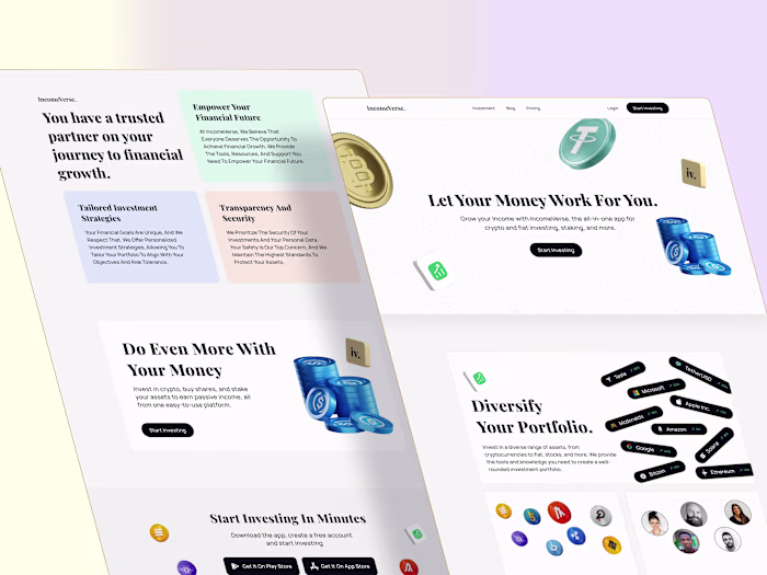 Incomeverse Investment Webpage UI Design and Development