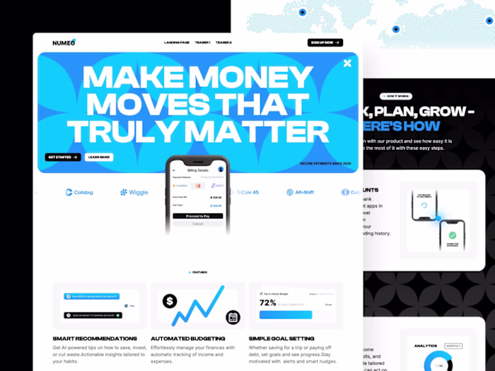 Numeo - Landing Page Webflow Template for Finance and SaaS