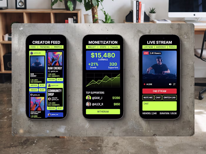 Nova - Creator Platform Mobile App UIUX