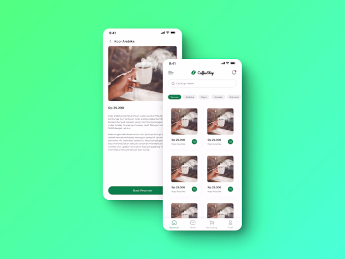 Simple UI Design for Coffee Shop App
