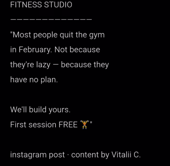 Sample work: Instagram post for