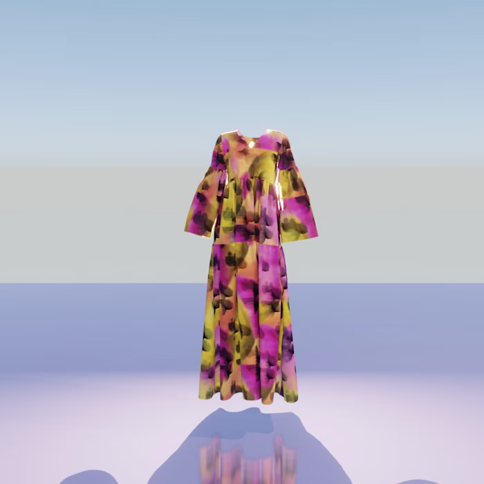 Pink Dress with a Flower Pattern In Digital Fashion Using Clo3d