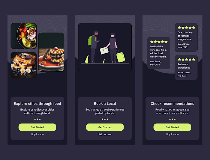 Booking food experiences app on Behance