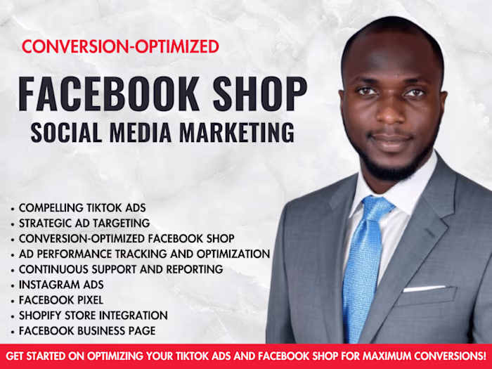 Converting TikTok ads, Facebook shop social media marketing