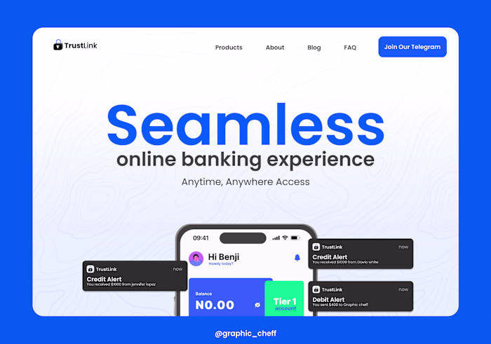 Trust Link Bank Landing Page UI