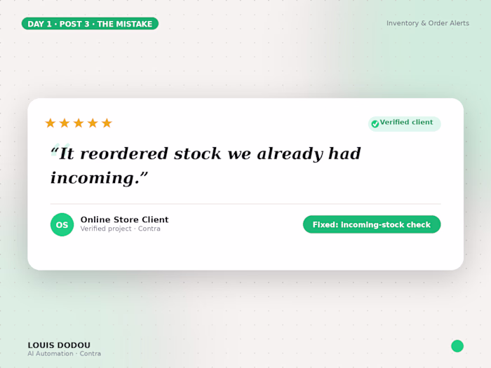 “It reordered stock we already