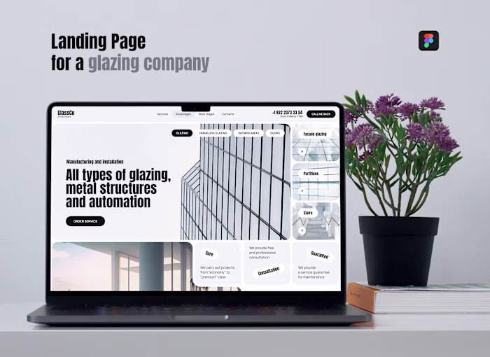 Landing page for a glazing company