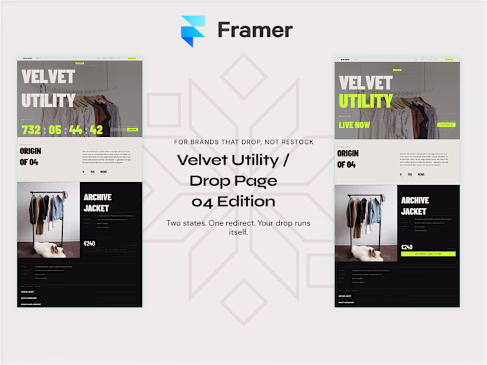 Velvet Utility Drop Page: Seamless Fashion Launch Solution