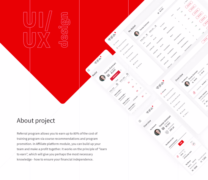 UX/UI Design for Affiliate App