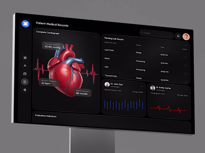 Medical records dashboard concept featuring
