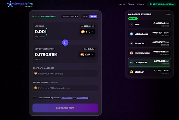 Crypto exchange aggregator platform