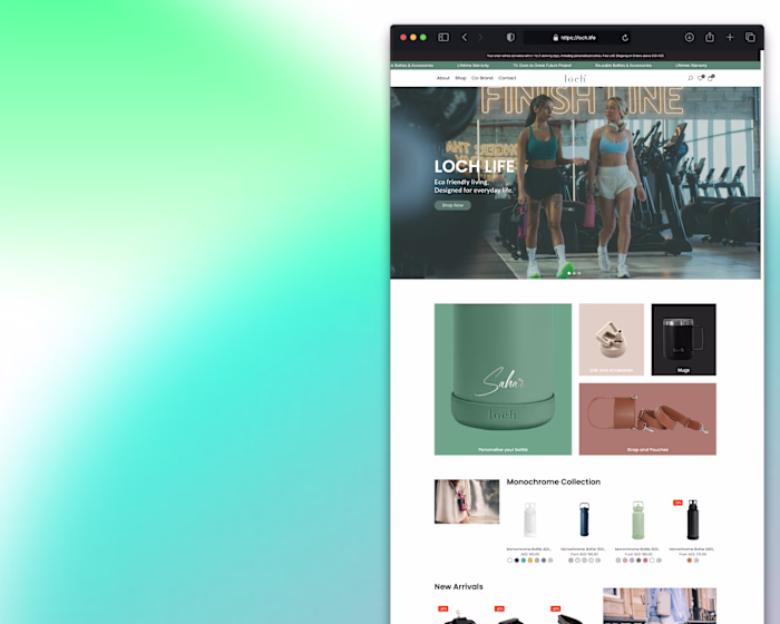 LOCH online experience, designing a Shopify