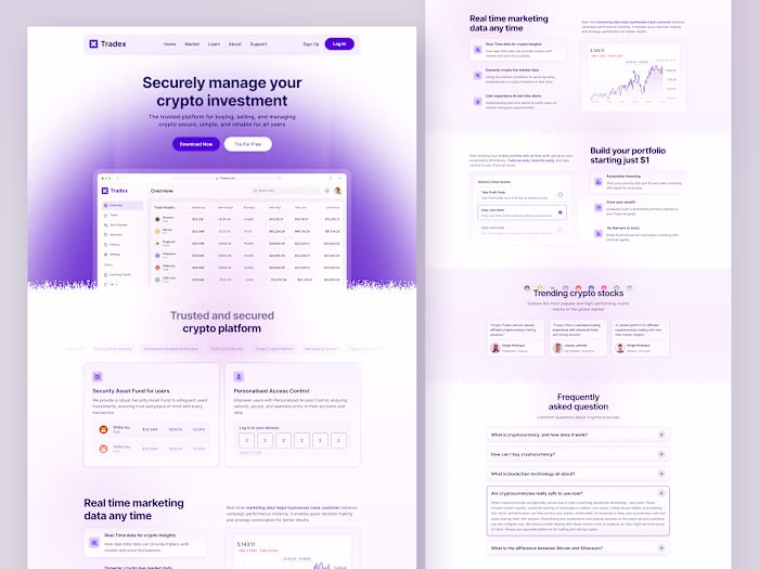 Tradex - Crypto Landing Page.