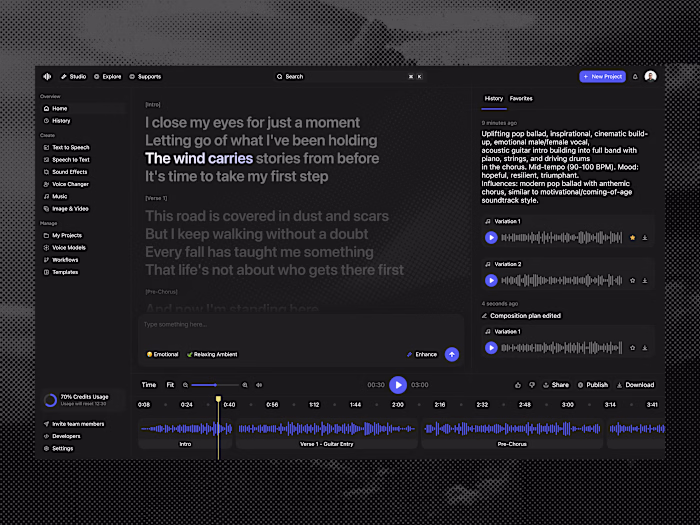 AI Audio Dashboard Design for Mucer