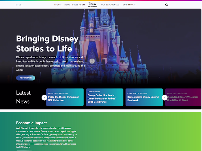 Disney Experiences Corporate Website Development