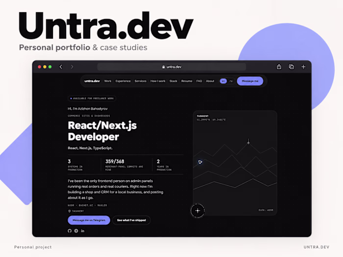 Untra.dev — Personal Portfolio & Case Studies