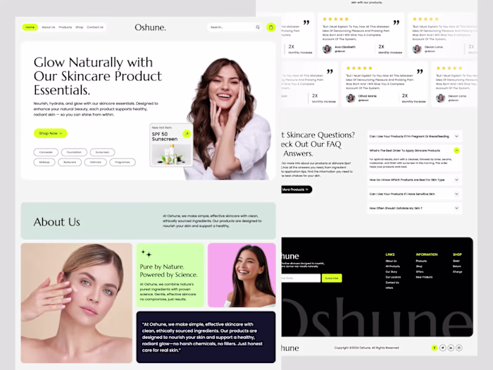 Skincare product landing page