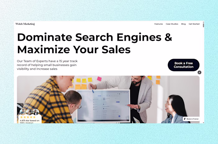 Framer Landing Page for Welch Marketing Agency