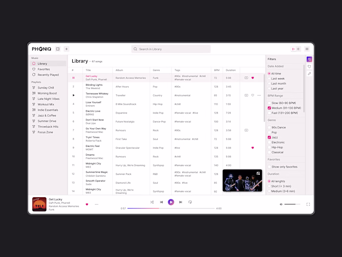 Phoniq: Desktop Music Player UX/UI Design