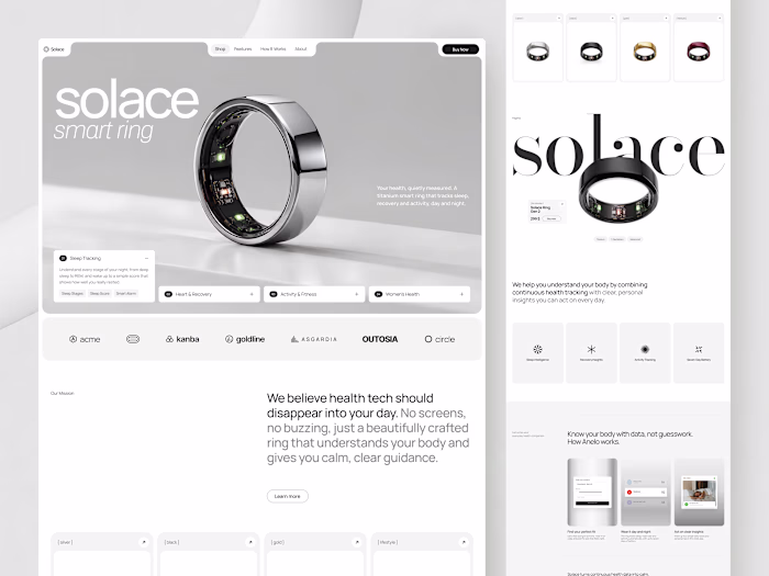 Solace - Smart Ring E-Commerce Landing Page