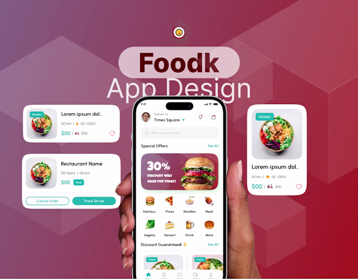 Foodk – Premium Food Delivery UI Kit (180+ screen )