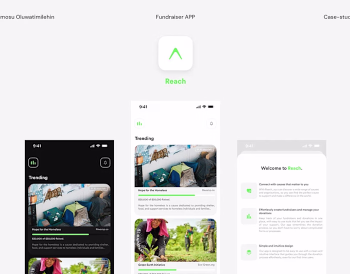 REACH | UI Case study(Fundraiser App)