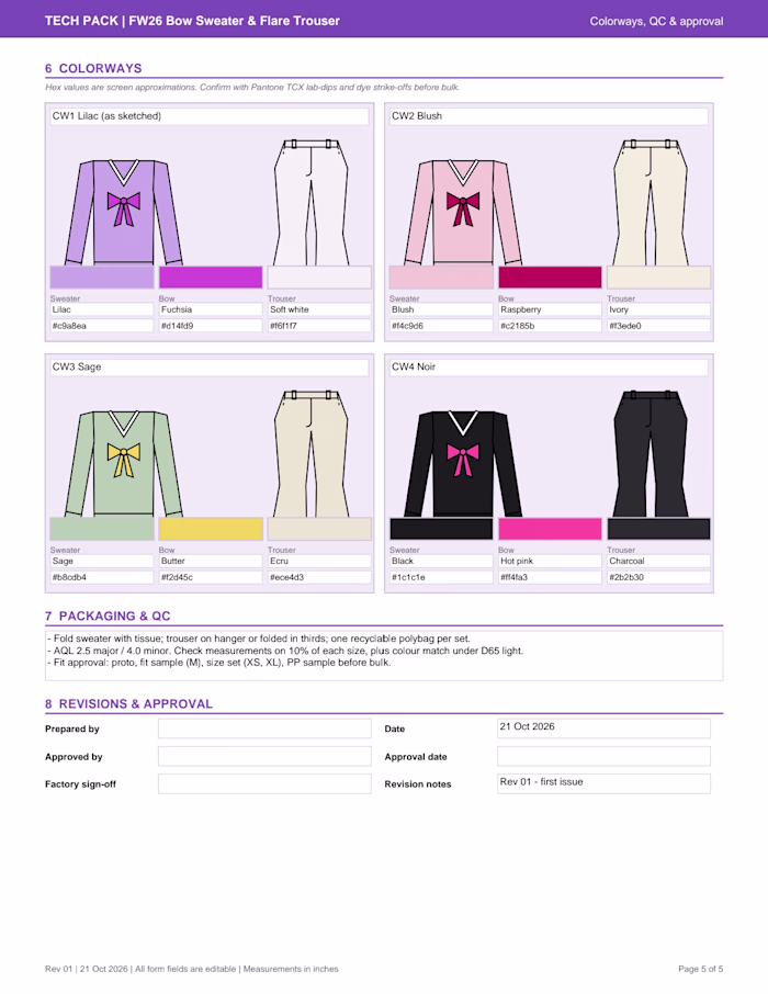 It's from a bow sweater and flare trouser premium tech pack ...