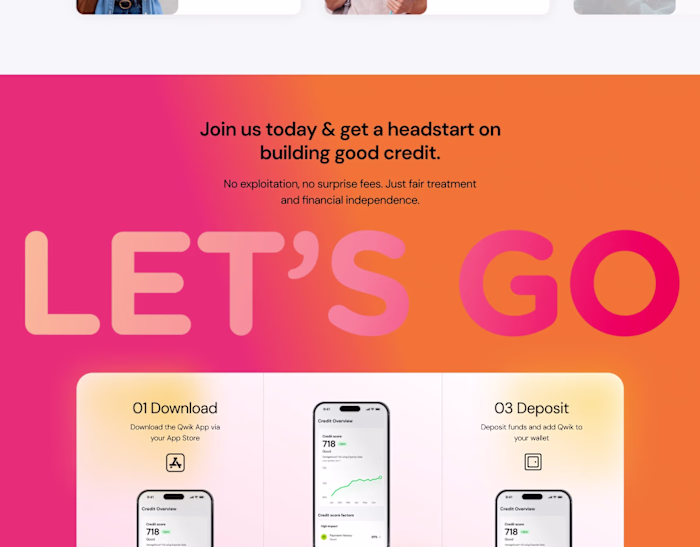 Landing page for Qwik Credit Card